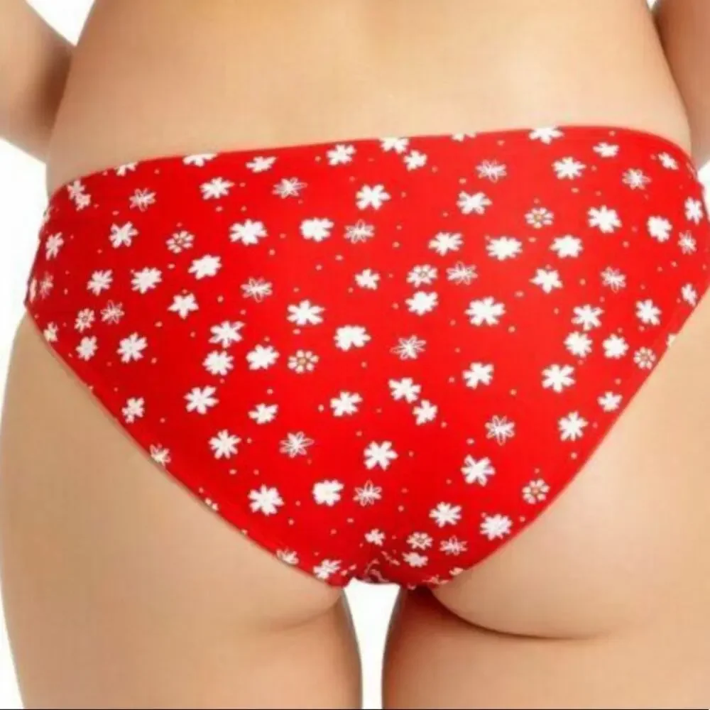 California Waves red floral bikini swim bottom
